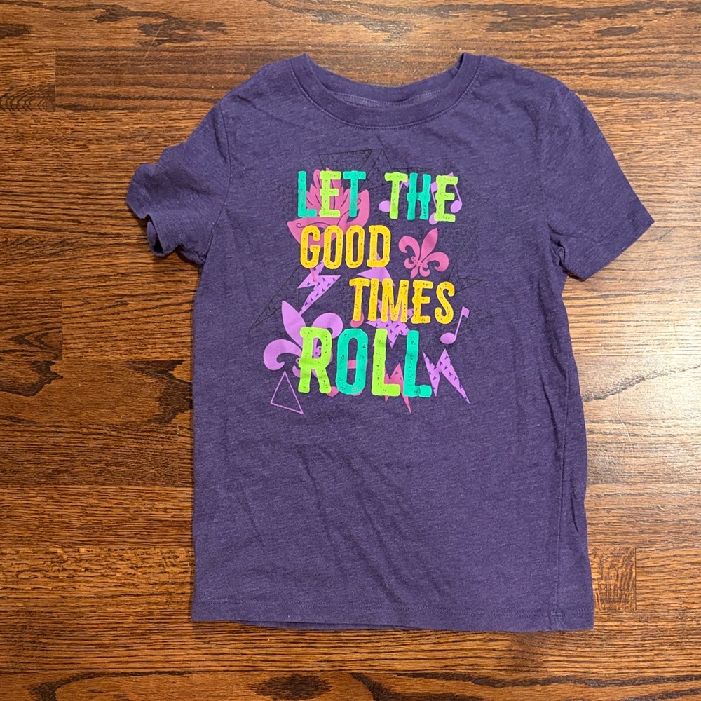 Kids Purple Graphic Tee - Let the Good Times Roll - Mardi Gras